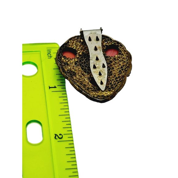 Antique Celluloid Brass Filigree Dress Clip (A835) - Picture 4 of 5